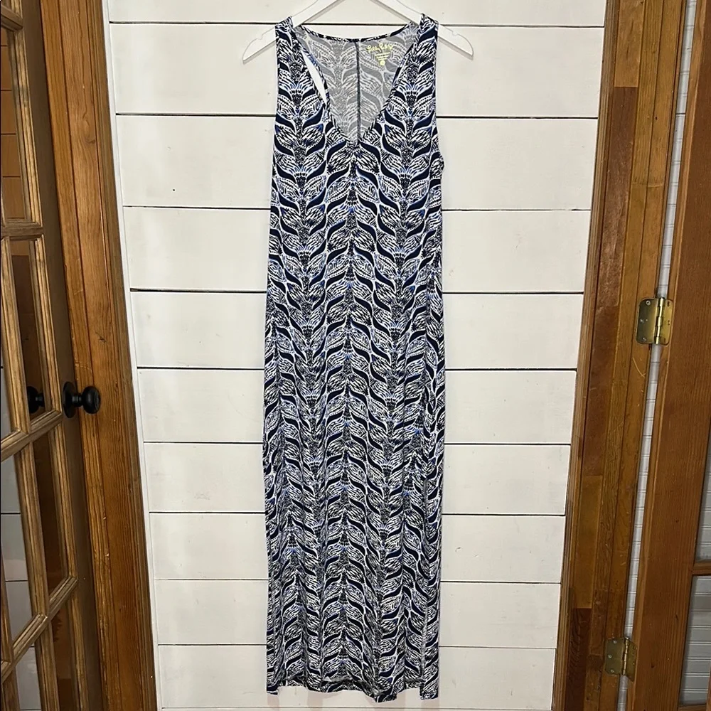 lilly pulitzer kerri maxi dress Pre-owned Lilly Pulitzer Kerri Beach And Bae Pima Cotton Jersey Tank Maxi Long Dress In Multicolor